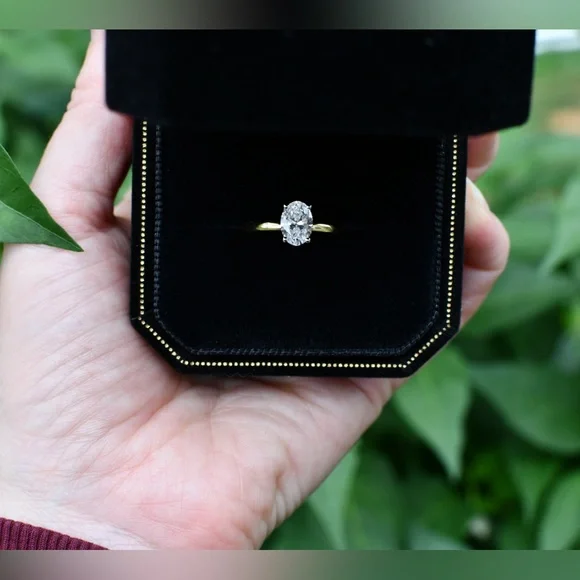 1.07 CT Lab-Grown Oval Solitaire in 14K Yellow Gold with White Gold Prong Tips - Picture 8 of 9